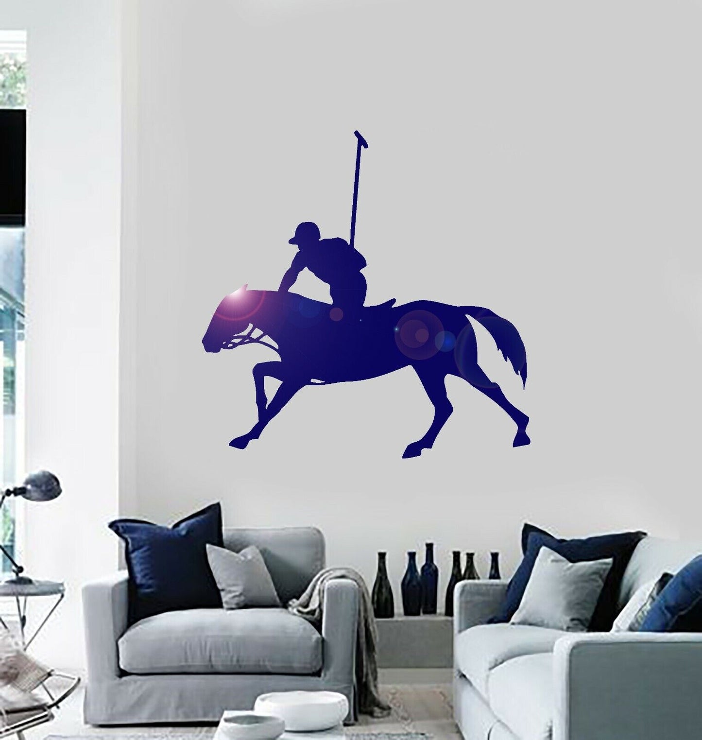 Autocollants muraux en vinyle, décor de Sport équestre Polo cheval (ig1868)