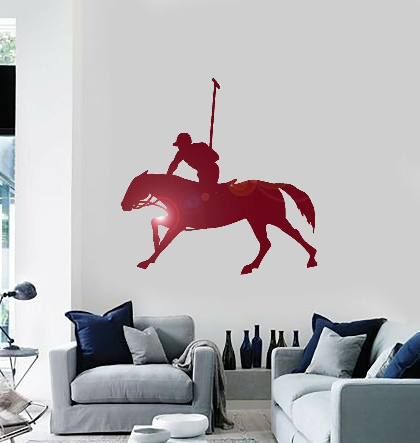 Autocollants muraux en vinyle, décor de Sport équestre Polo cheval (ig1868)