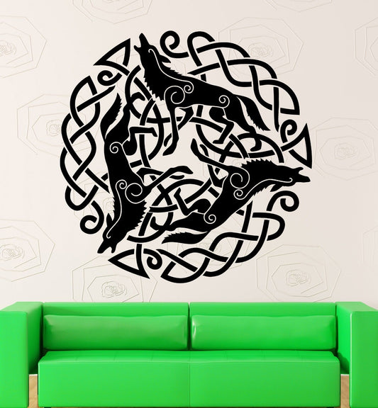 Wall Stickers Vinyl Decal Pattern Celtic Druid Ireland Irish Wolf (ig1870)