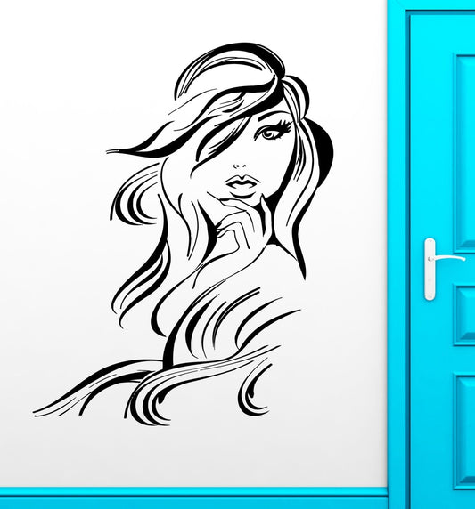 Wall Stickers Vinyl Decal Sexy Girl Beautiful Hair Stylist Hairdresser (ig1872)