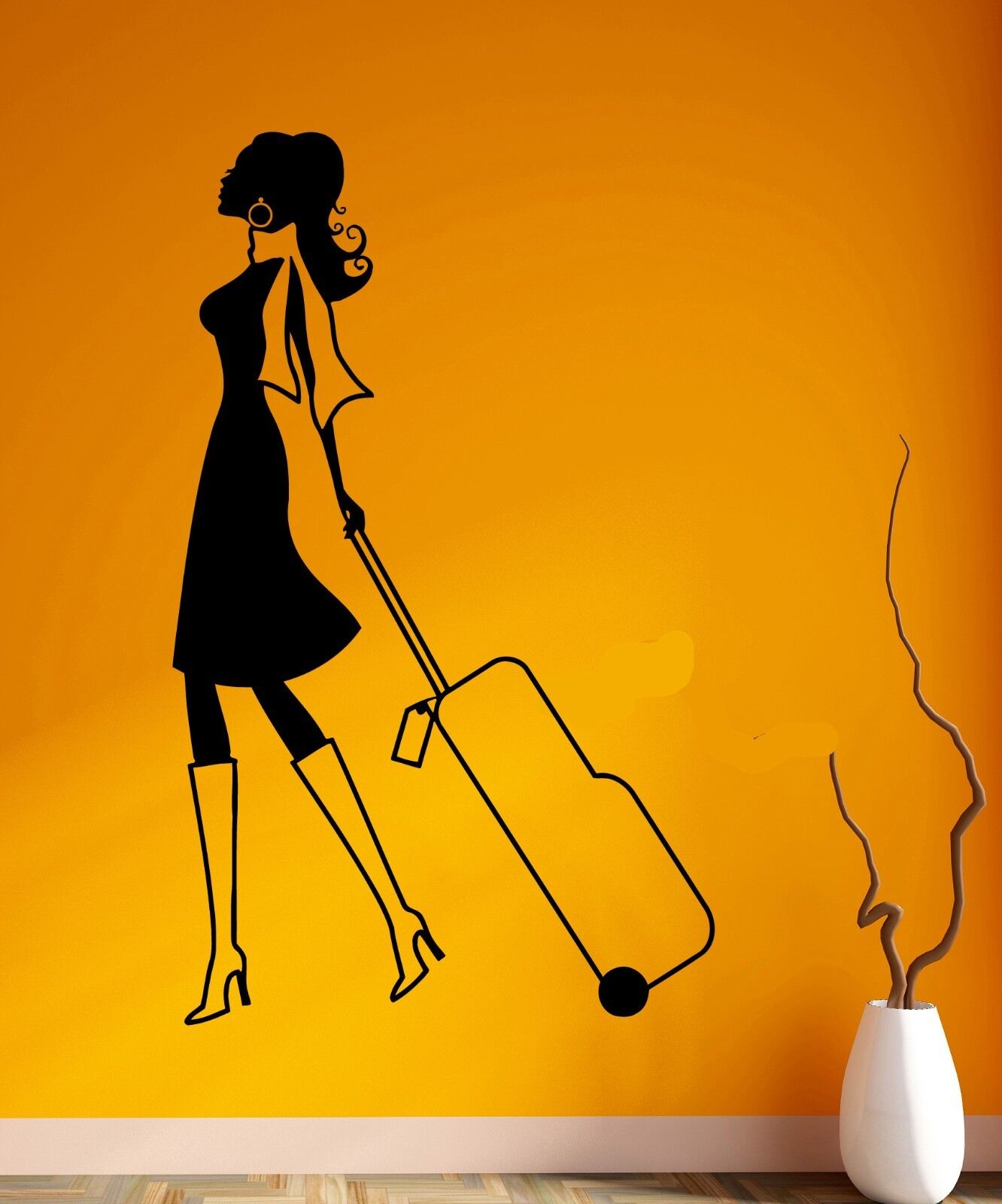 Wall Sticker Vinyl Decal Beautiful Girl Airport Tourist Travel Suitcase (ig1884)