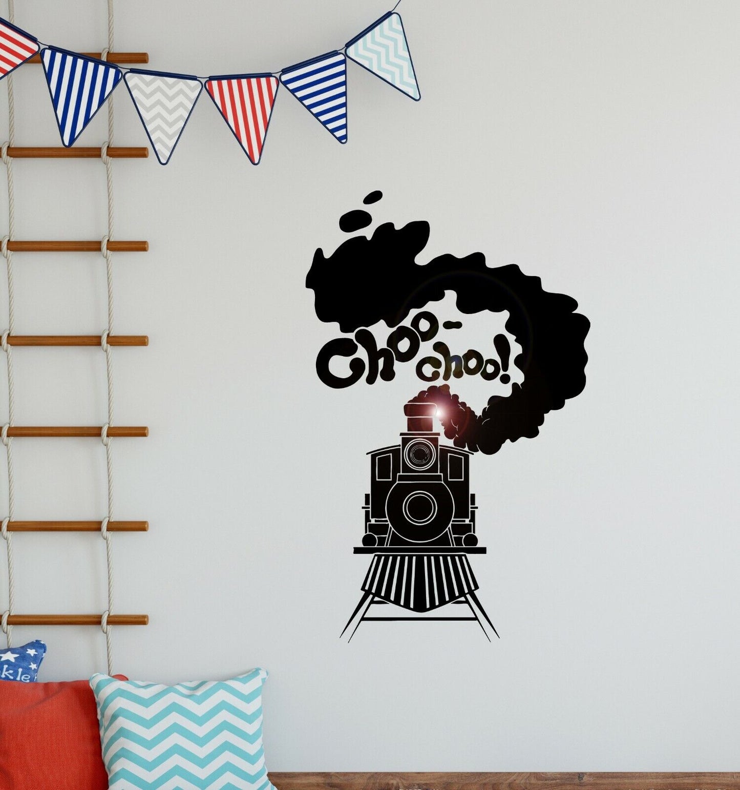 Retro Train Vinyl Wall Decal for Kids Room Child Railway Stickers Mural (ig1900)