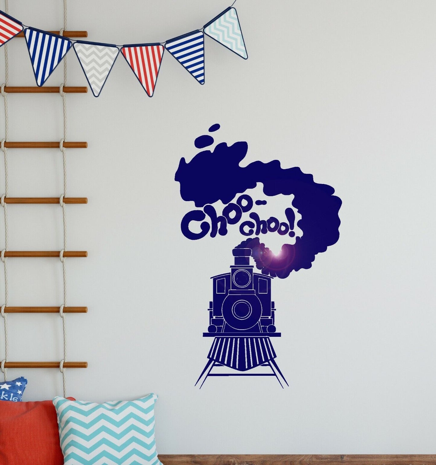 Retro Train Vinyl Wall Decal for Kids Room Child Railway Stickers Mural (ig1900)