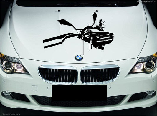 Wall Vinyl Sticker Decal Abstract Racing Antique Car Road Crush Decor (M004)