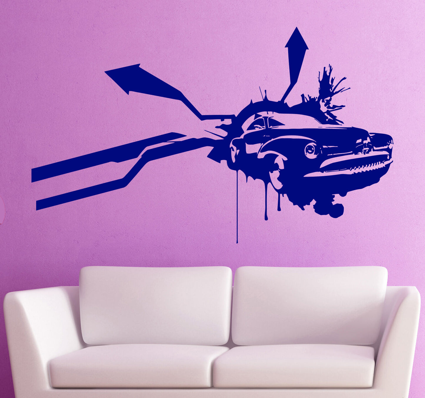 Wall Vinyl Sticker Decal Abstract Racing Antique Car Road Crush Decor (M004)