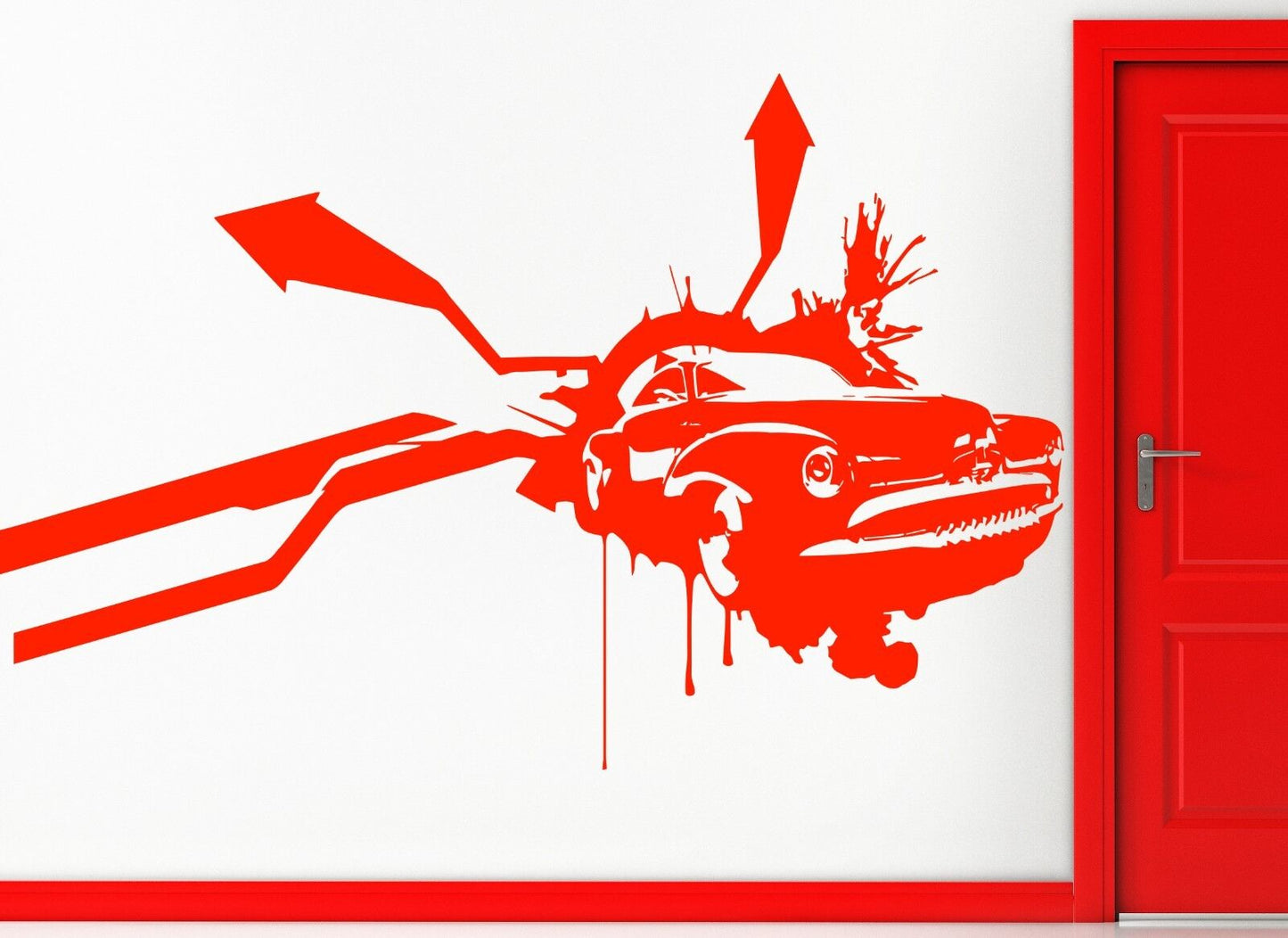 Wall Vinyl Sticker Decal Abstract Racing Antique Car Road Crush Decor (M004)