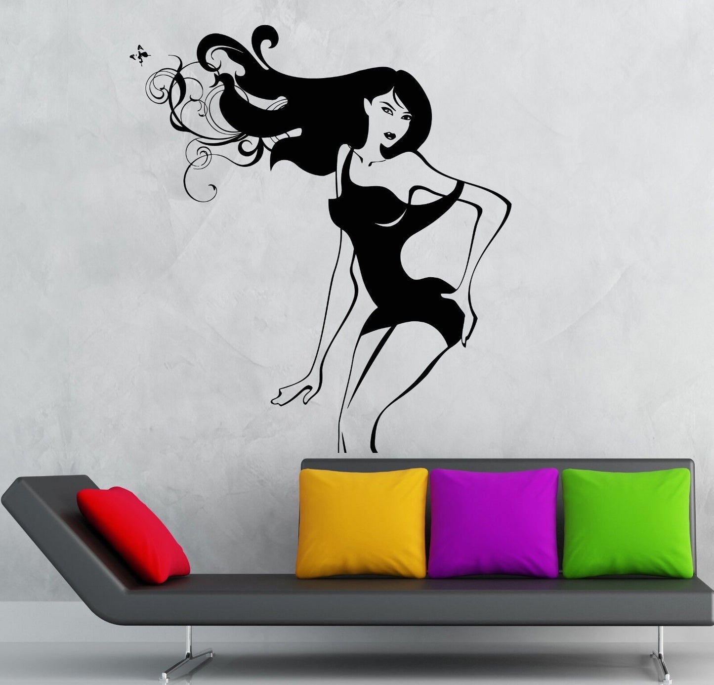 Wall Stickers Hot Sexy Woman Teen Style Girl Dress Mural Vinyl Decal (ig1903)