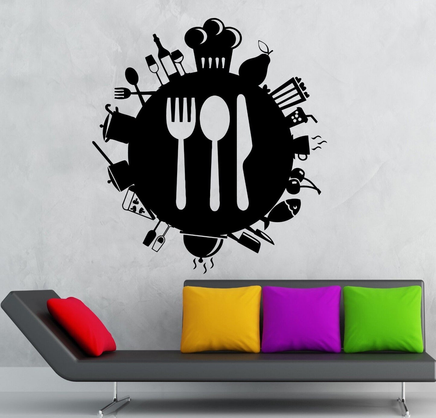 Wall Stickers Food Kitchen Restaurant Cafe Cutlery Mural Vinyl Decal (ig1906)