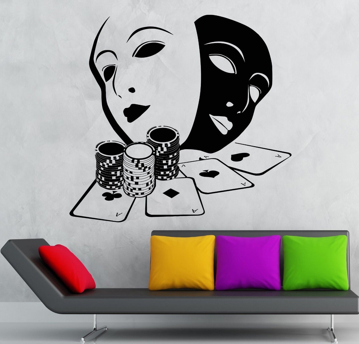 Wall Stickers Cards Poker Gambling Casino Masks Art Mural Vinyl Decal (ig1915)