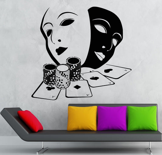 Wall Stickers Cards Poker Gambling Casino Masks Art Mural Vinyl Decal (ig1915)