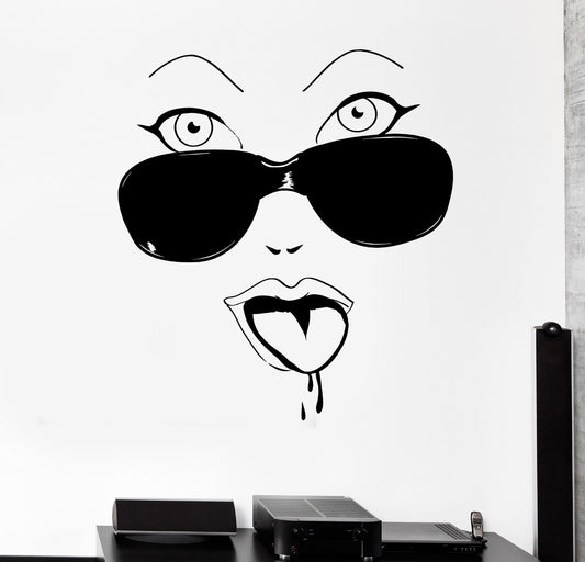 Wall Sticker Hot Sexy Woman Glamour Glasses Vinyl Decal (ig1933)