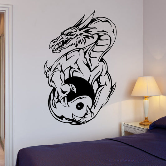 Autocollant Mural fantaisie Dragon Yin Yang, autocollant Mural en vinyle pour chambre d'enfants (ig1938)