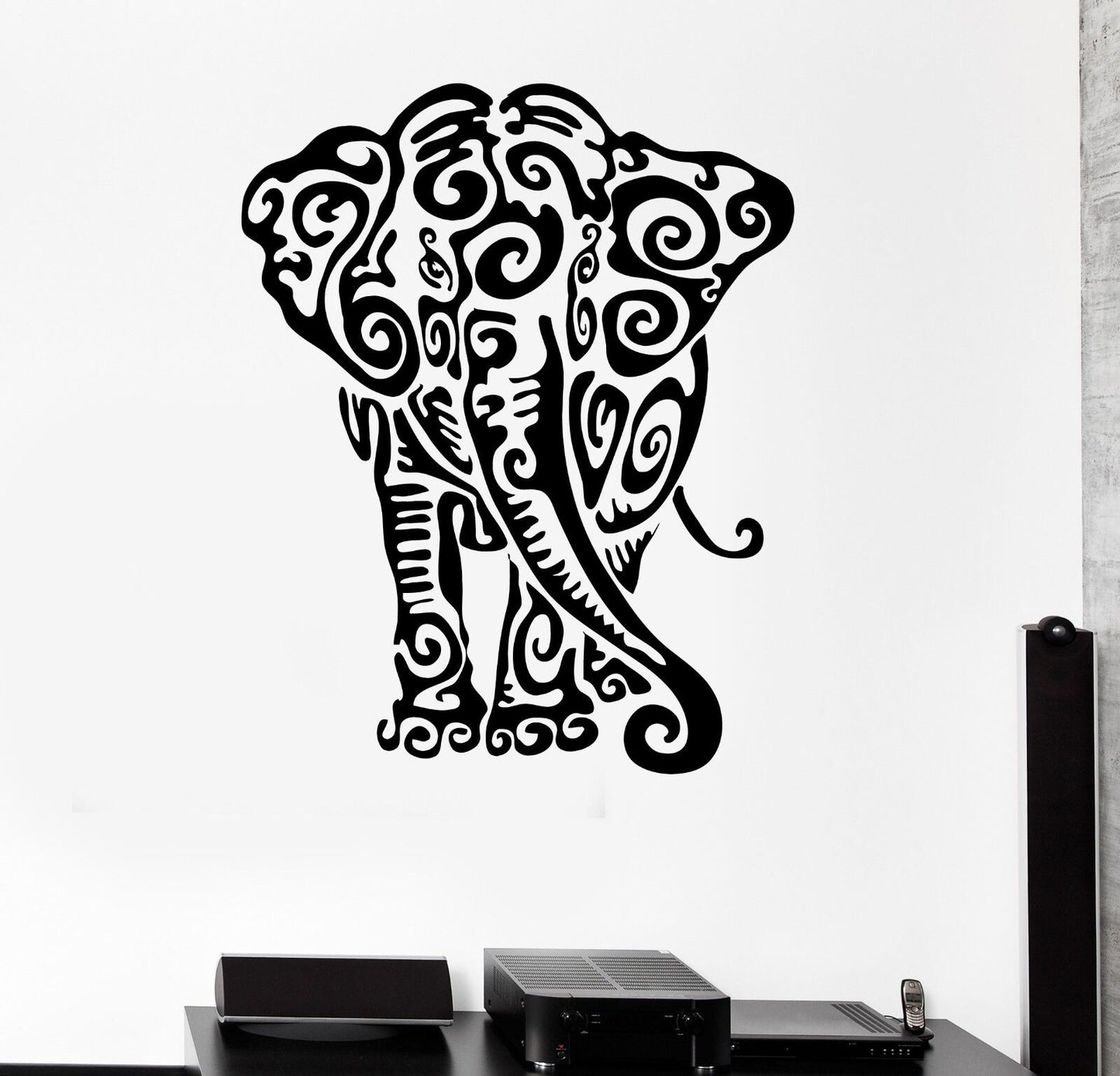 Wandaufkleber, indischer Elefant, Tier, Stammeskunst, Wandbild, Vinyl, (ig1977)