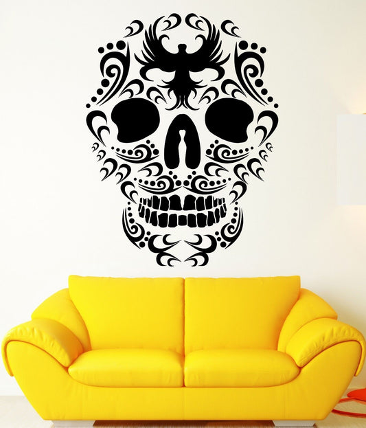 Wall Stickers Death Skull Bird Patterns Art Mural Vinyl Decal (ig1978)