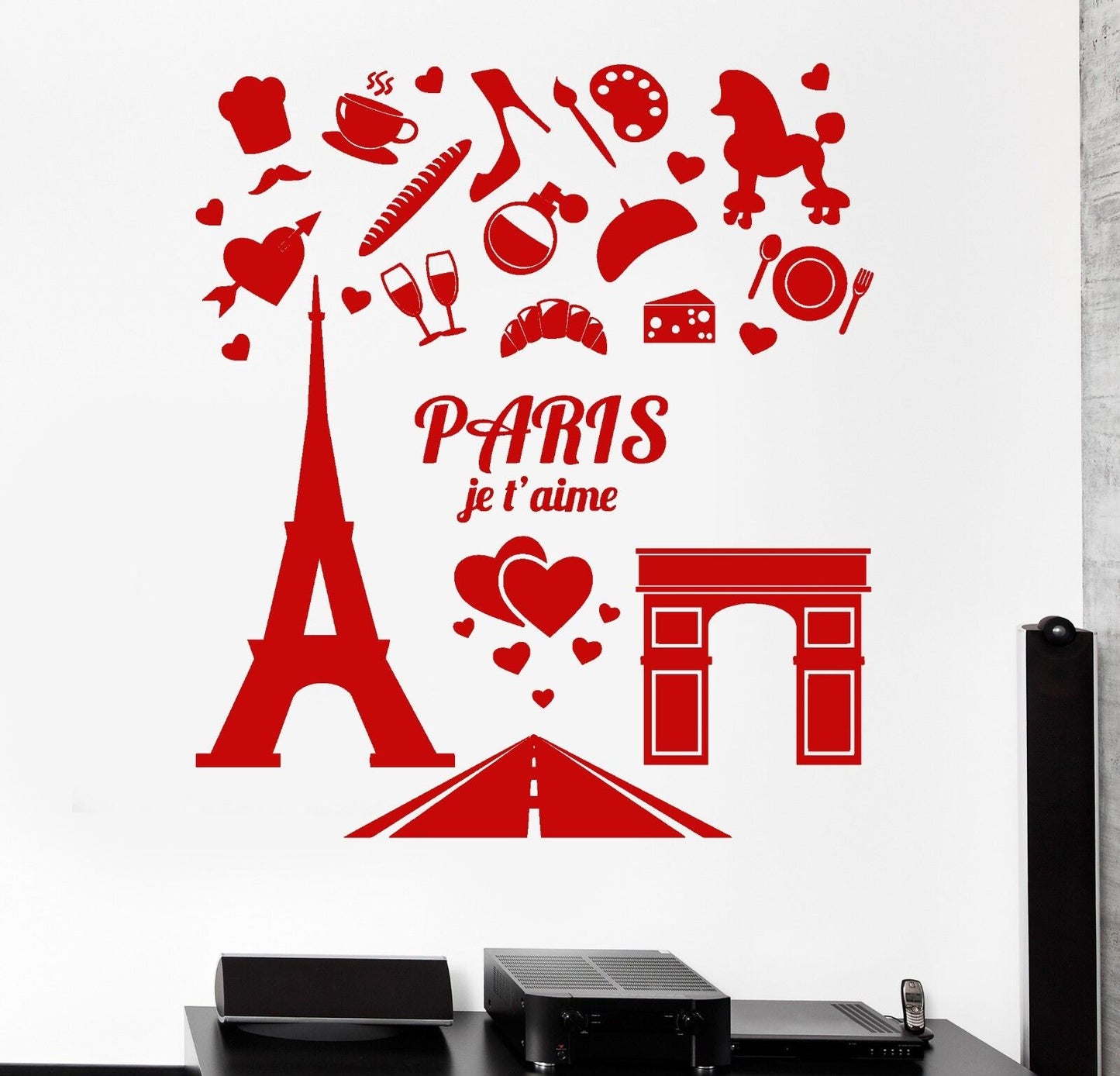 Wall Stickers Paris France Eiffel Tower Arc de Triomphe Vinyl Decal (ig2010)