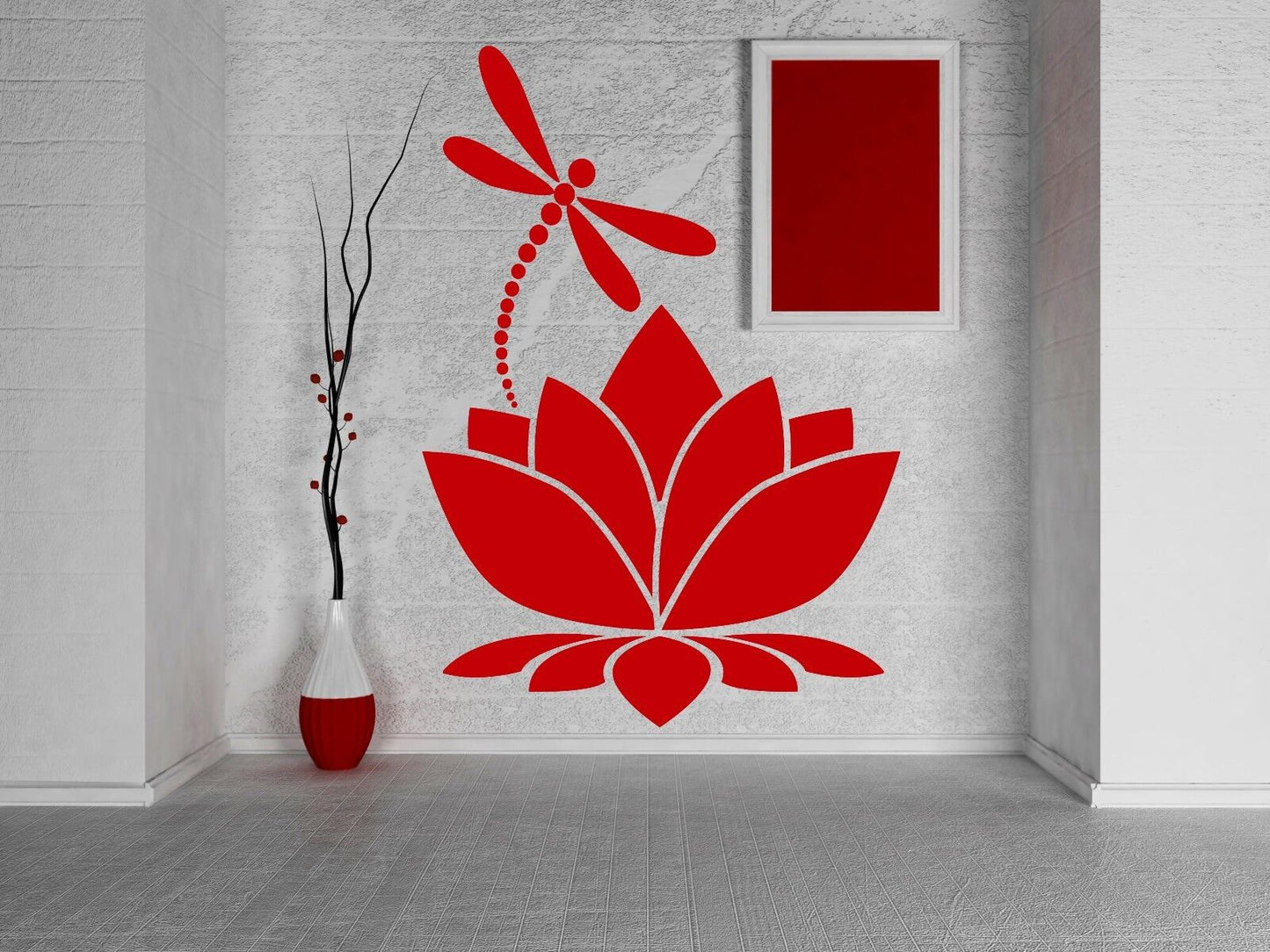 Wall Vinyl Sticker Decal Lotus Flower Dragonfly Meditation Yoga Studio (z2909)