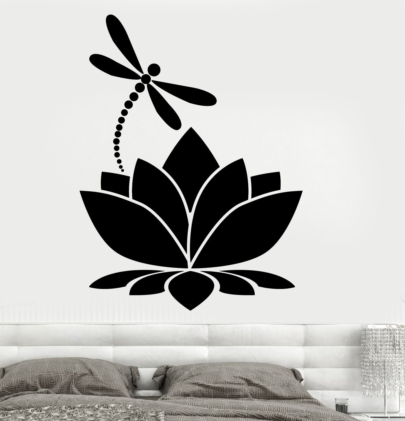 Wall Vinyl Sticker Decal Lotus Flower Dragonfly Meditation Yoga Studio (z2909)