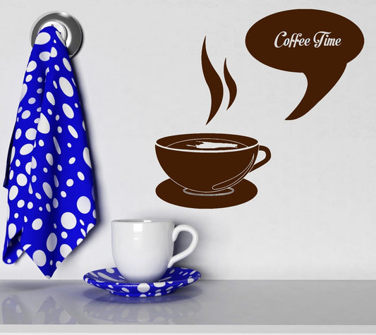 Wall Stickers Coffee Time Cup Shop Kitchen Decor Art Mural Vinyl Decal (ig2026)