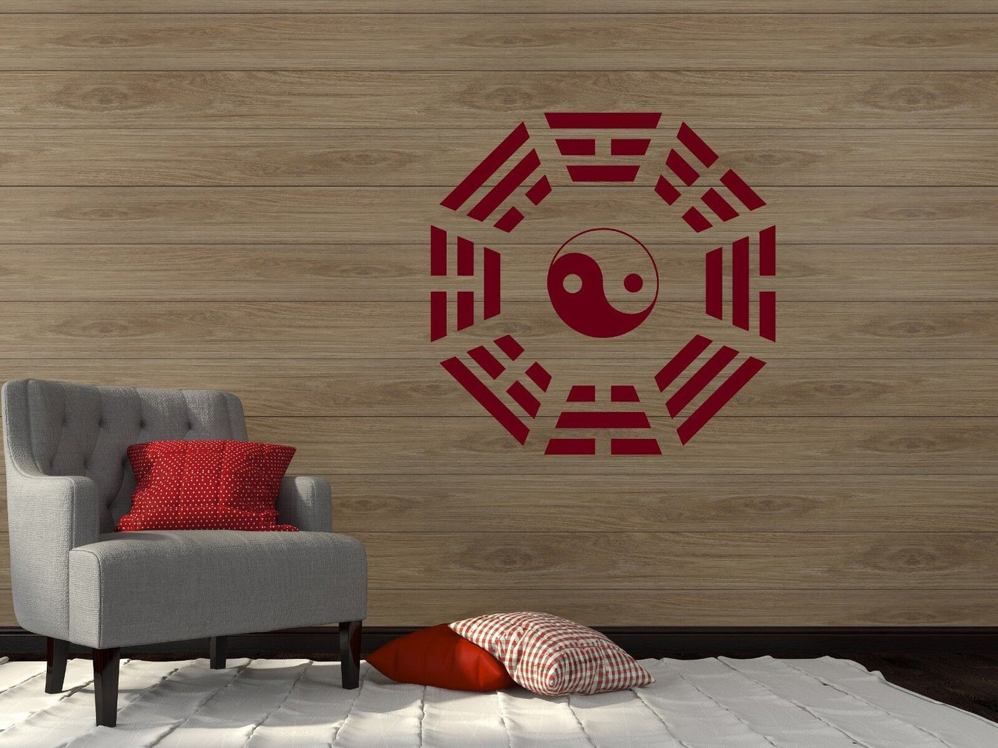 Wall Vinyl Sticker Yin Yang Trigram Element Meditation Yoga Studio Decor (z2901)