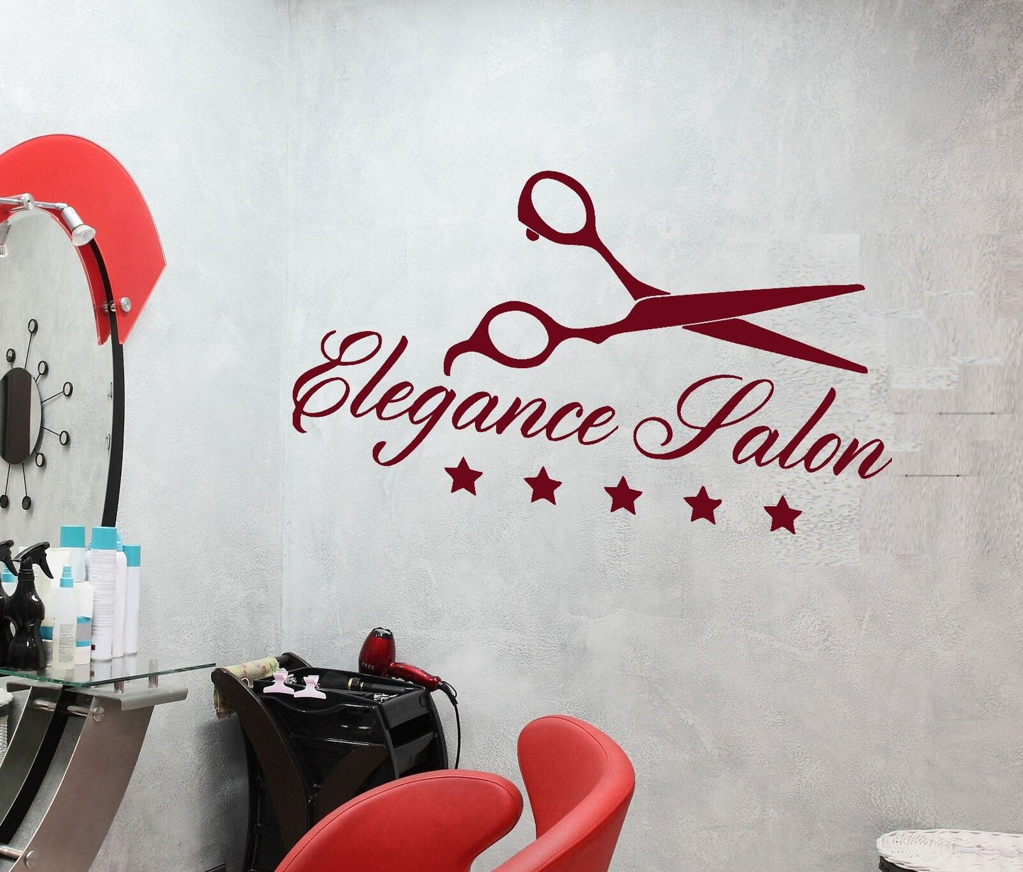 Wall Stickers Elegance Salon Hair Beauty Barber Tools Spa Vinyl Decal (ig2034)