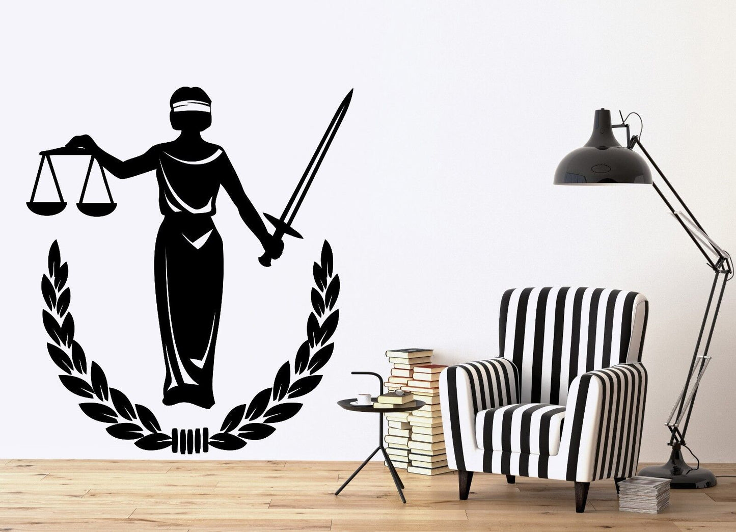 Wall Vinyl Sticker Blindfolded Themis Greek Goddess of Justice (n008)