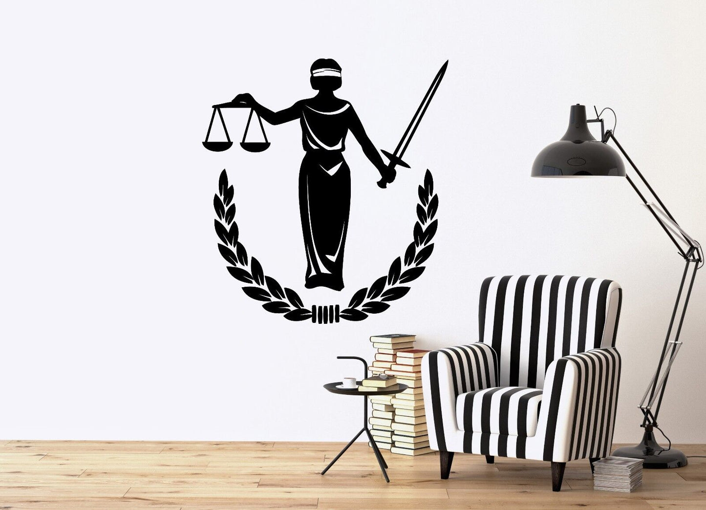 Wall Vinyl Sticker Blindfolded Themis Greek Goddess of Justice (n008)