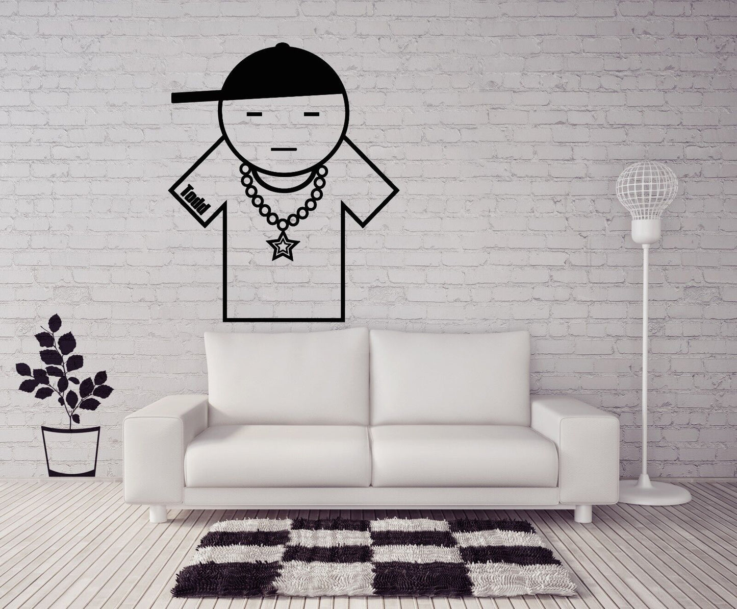 Wall Vinyl Sticker Decal Cool Rapper Star Todd Cap and Chain Decor (n012)