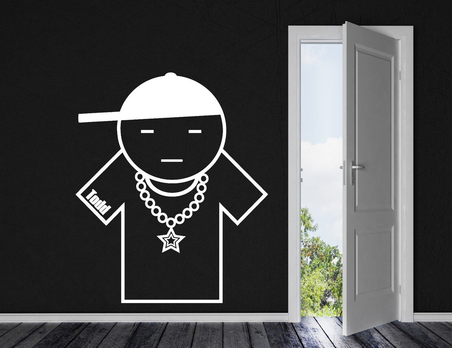 Wall Vinyl Sticker Decal Cool Rapper Star Todd Cap and Chain Decor (n012)