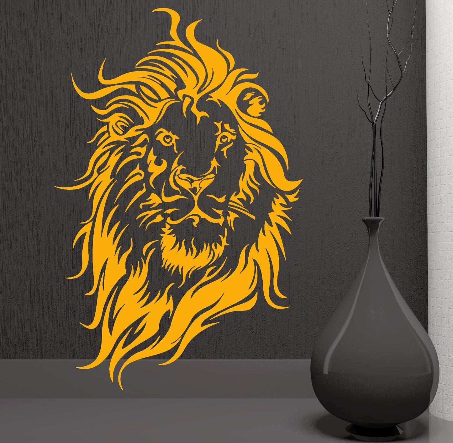 LION HEAD Tribal Jungle Decor Wall MURAL Vinyl Art Sticker (M085)