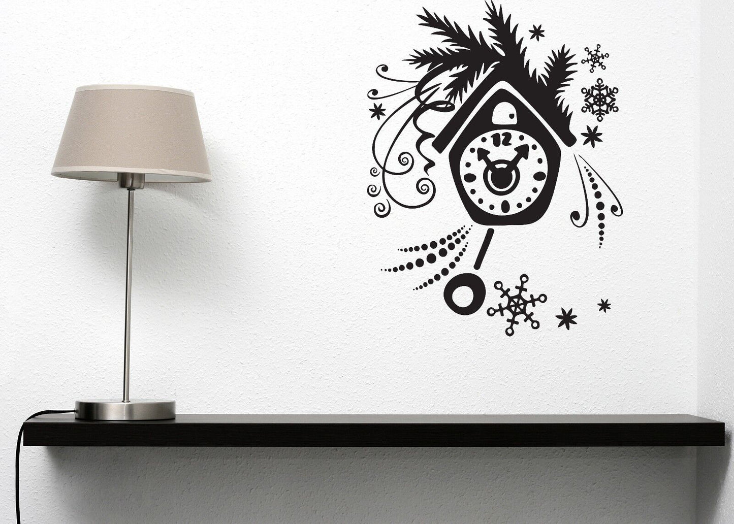 Wall Vinyl Sticker Decal Pendulum Clock Dial Snowflakes Spruce Branch (n029)