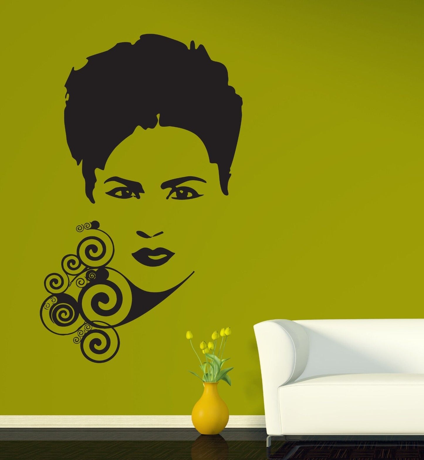 Wall Sticker Vinyl Decal Beautiful Female Face Eyes Eyebrows Lips Circle (n036)