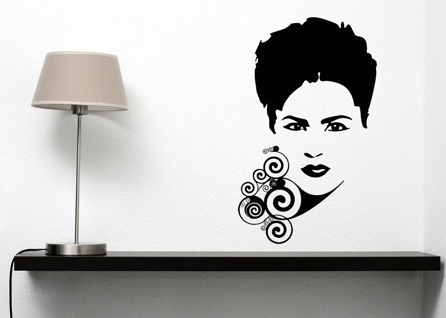 Wall Sticker Vinyl Decal Beautiful Female Face Eyes Eyebrows Lips Circle (n036)