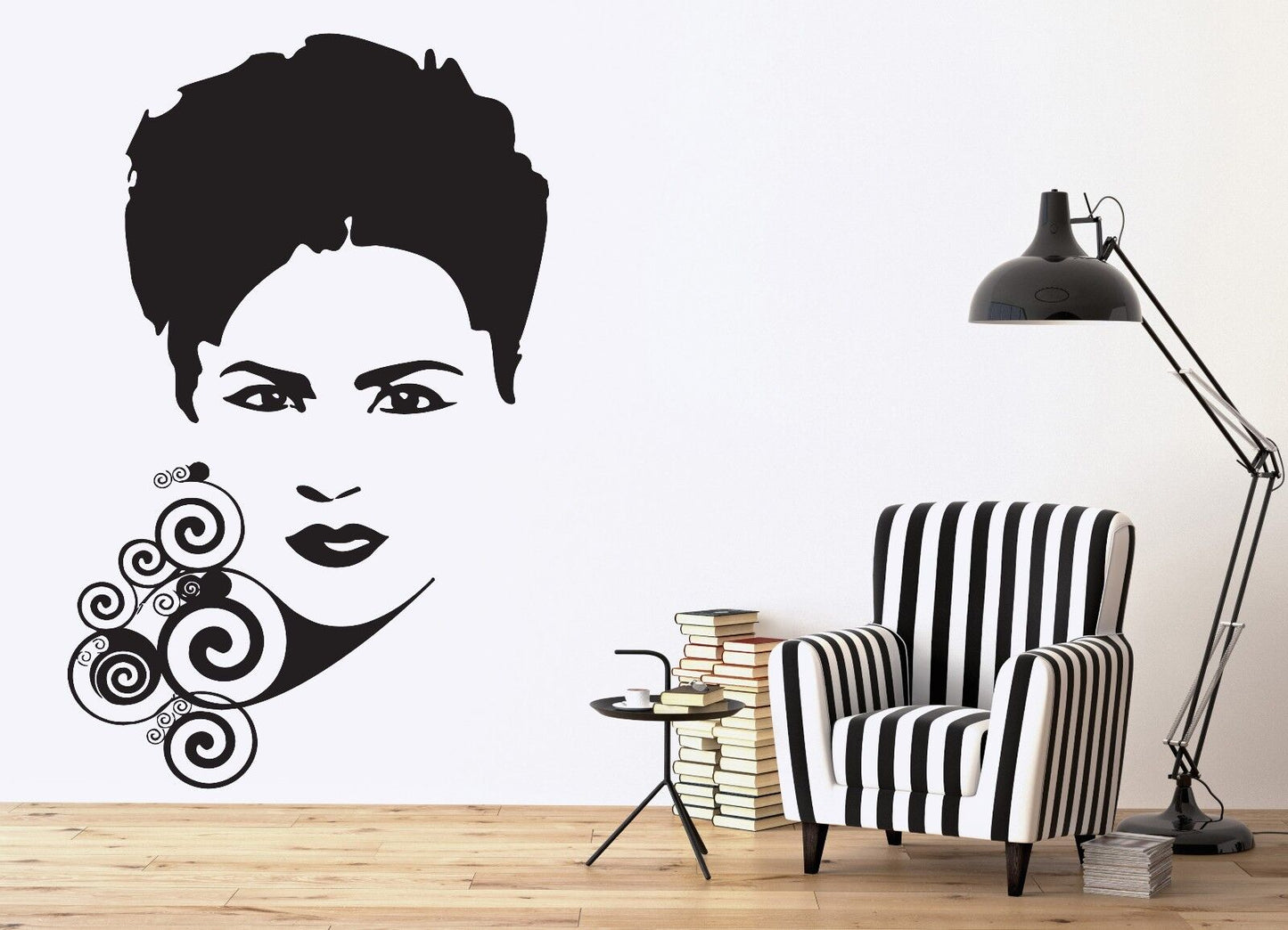 Wall Sticker Vinyl Decal Beautiful Female Face Eyes Eyebrows Lips Circle (n036)