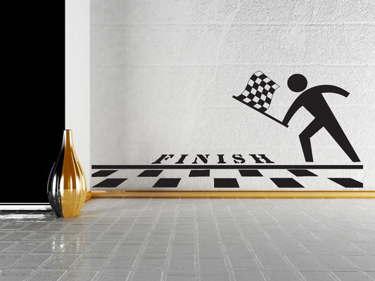 Wall Sticker Vinyl Decal Finish Line Checkered Flag Pole Position (n045)