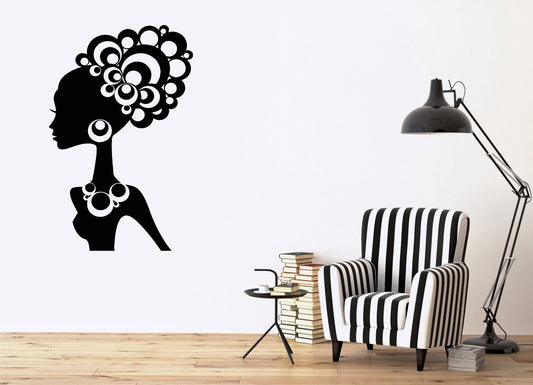 Wall Sticker Vinyl Decal Beautiful Woman Ethnic Hair Jewelry Ornaments (n047)