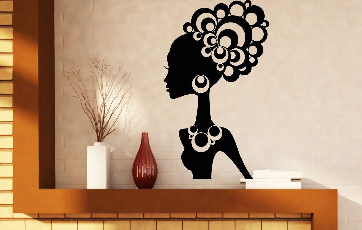 Wall Sticker Vinyl Decal Beautiful Woman Ethnic Hair Jewelry Ornaments (n047)