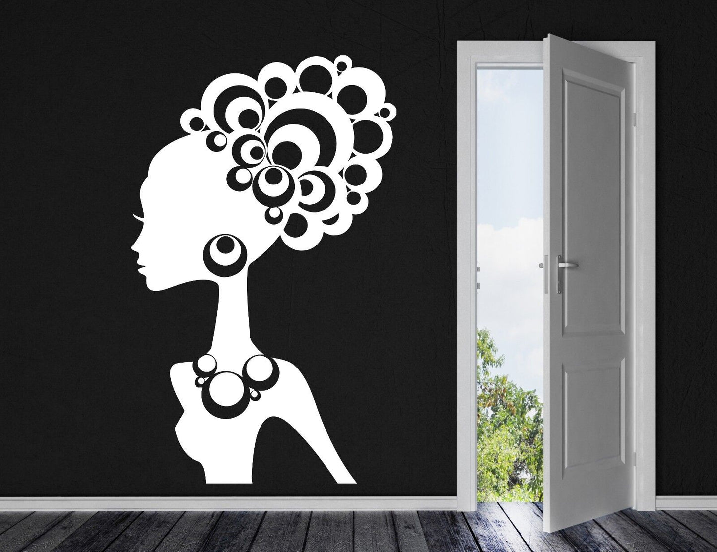 Wall Sticker Vinyl Decal Beautiful Woman Ethnic Hair Jewelry Ornaments (n047)