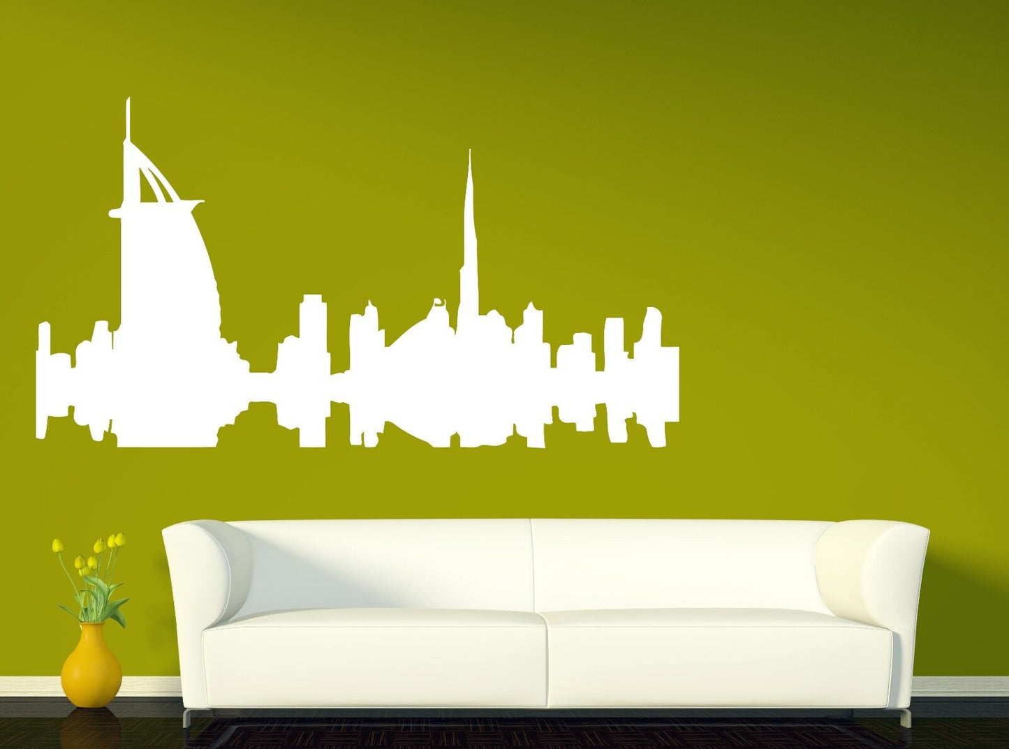 Autocollant mural en vinyle avec silhouette de belle ville de Dubaï, hôtel BURJ AL ARAB (n054)