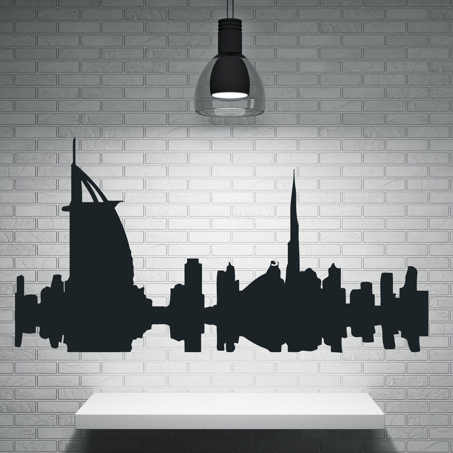 Wandaufkleber, Vinyl, Silhouette, schöne Stadt, Dubai, Hotel, Burj Al Arab (n054), 15,2 x 21,6 cm