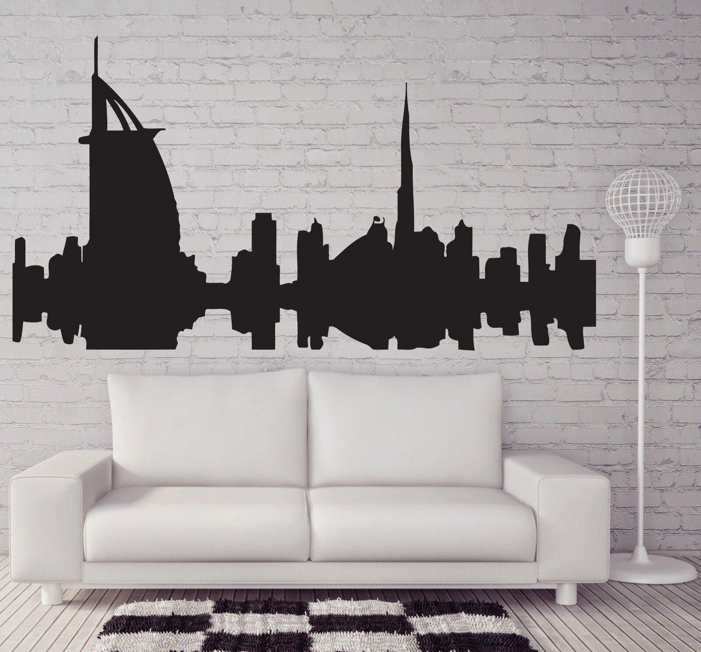 Autocollant mural en vinyle avec silhouette de belle ville de Dubaï, hôtel BURJ AL ARAB (n054)