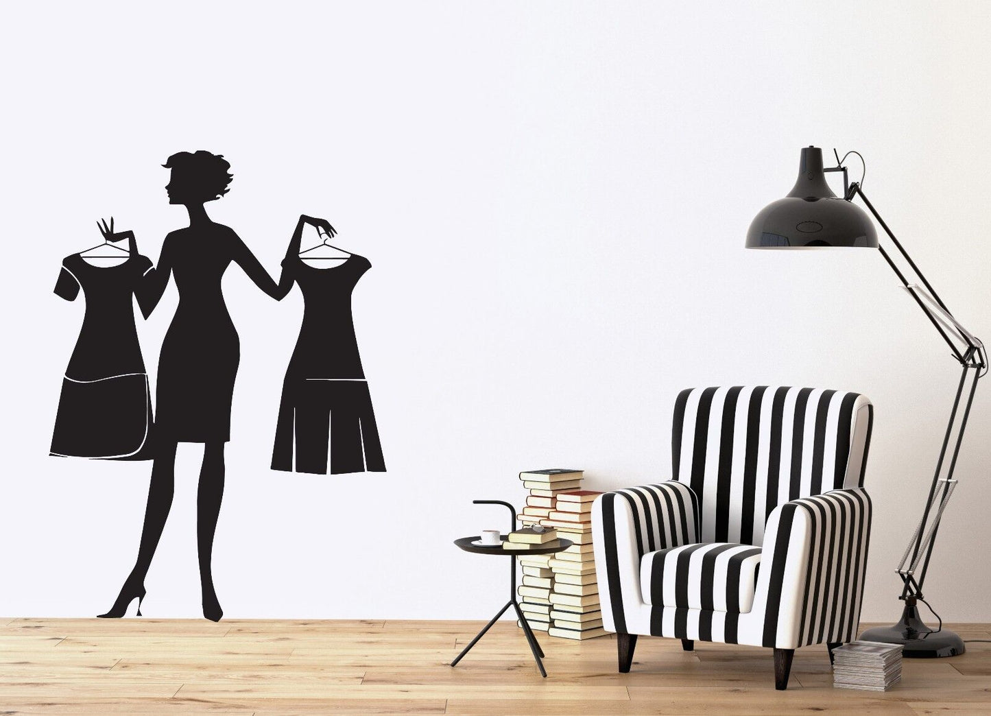 Wall Sticker Vinyl Decal Beautiful Woman Shopping Choice Dress Figure (n055)