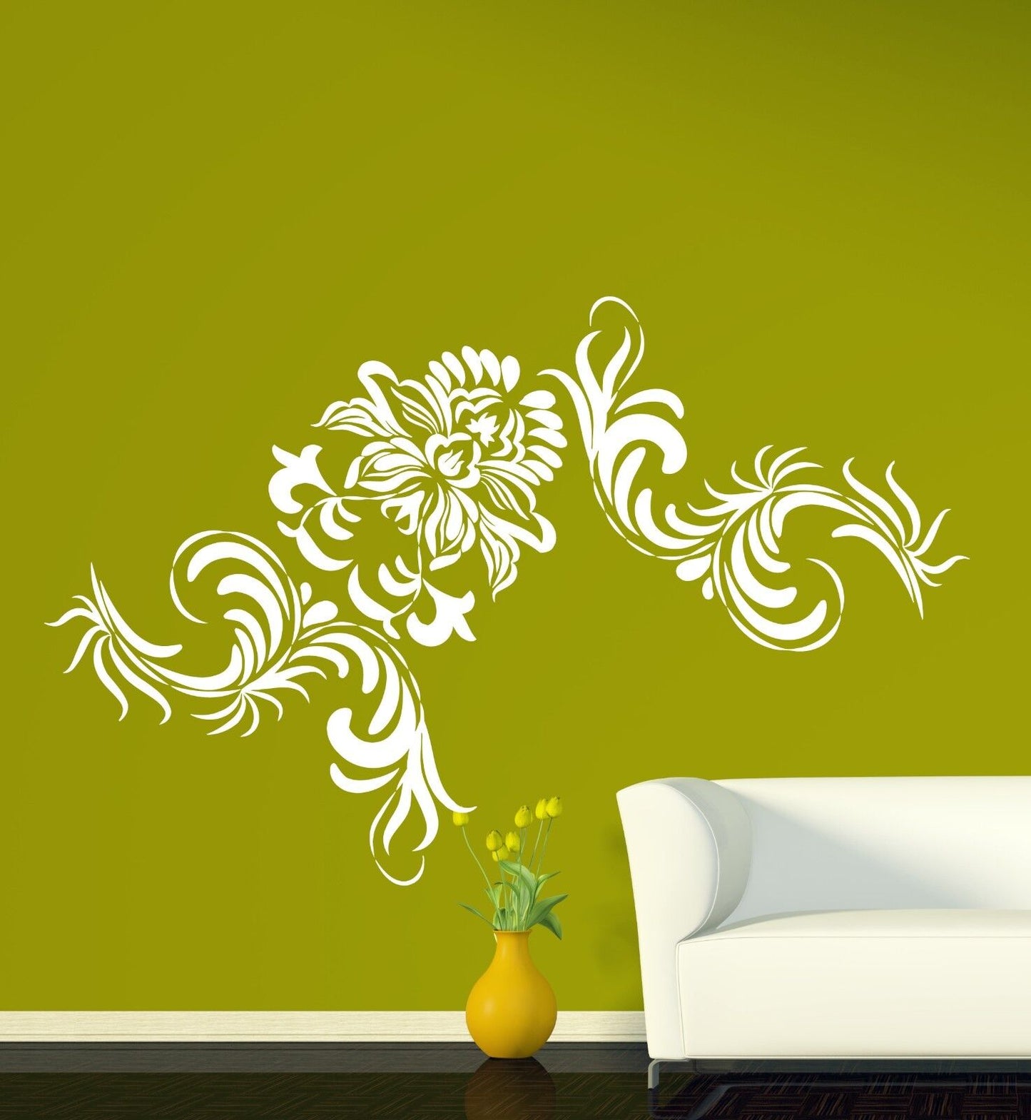 Wall Sticker Vinyl Decal Ornamental Flowers Heart Leaves Circles (n057)