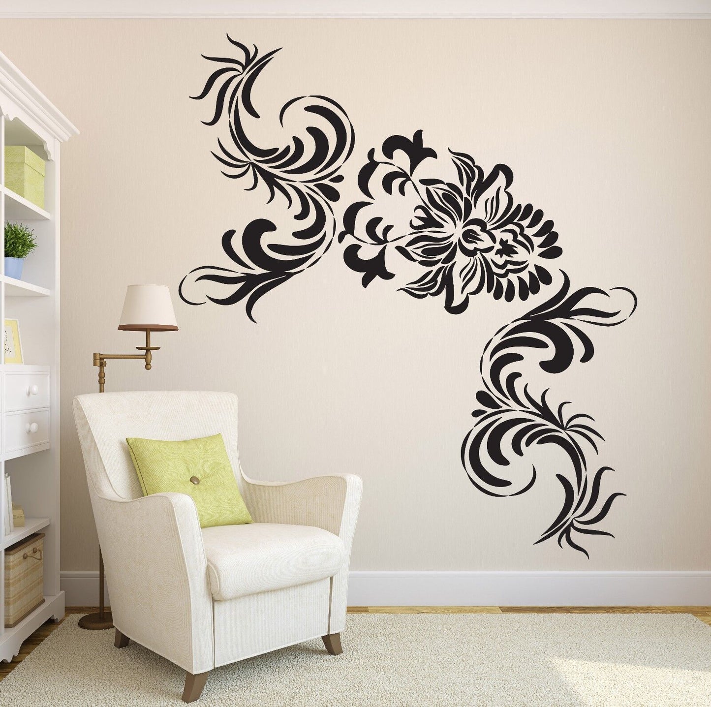 Wall Sticker Vinyl Decal Ornamental Flowers Heart Leaves Circles (n057)