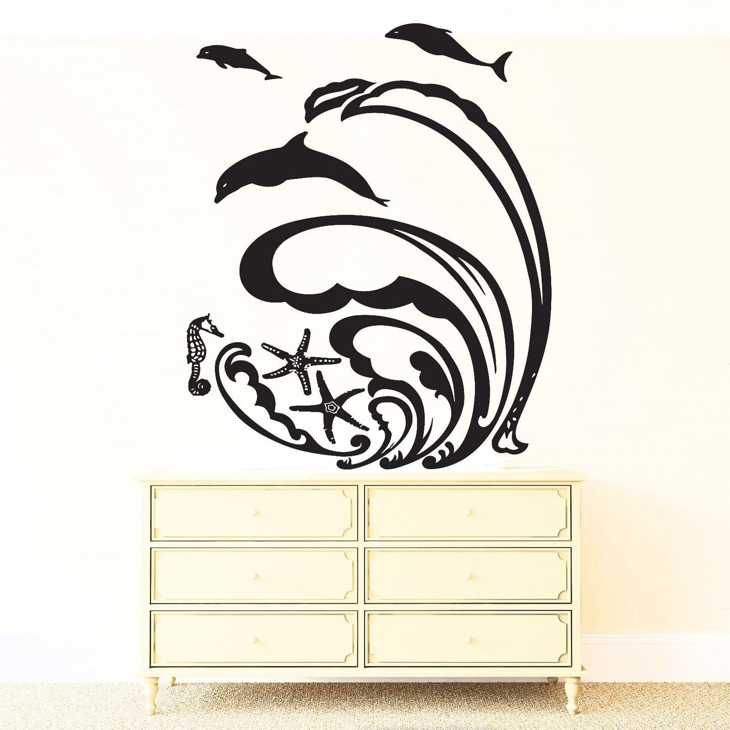 Wall Sticker Vinyl Decal Wave Dolphin Sea Star Meduza Ocean Decor (n059)