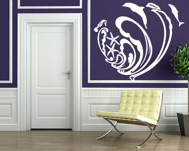 Wall Sticker Vinyl Decal Wave Dolphin Sea Star Meduza Ocean Decor (n059)