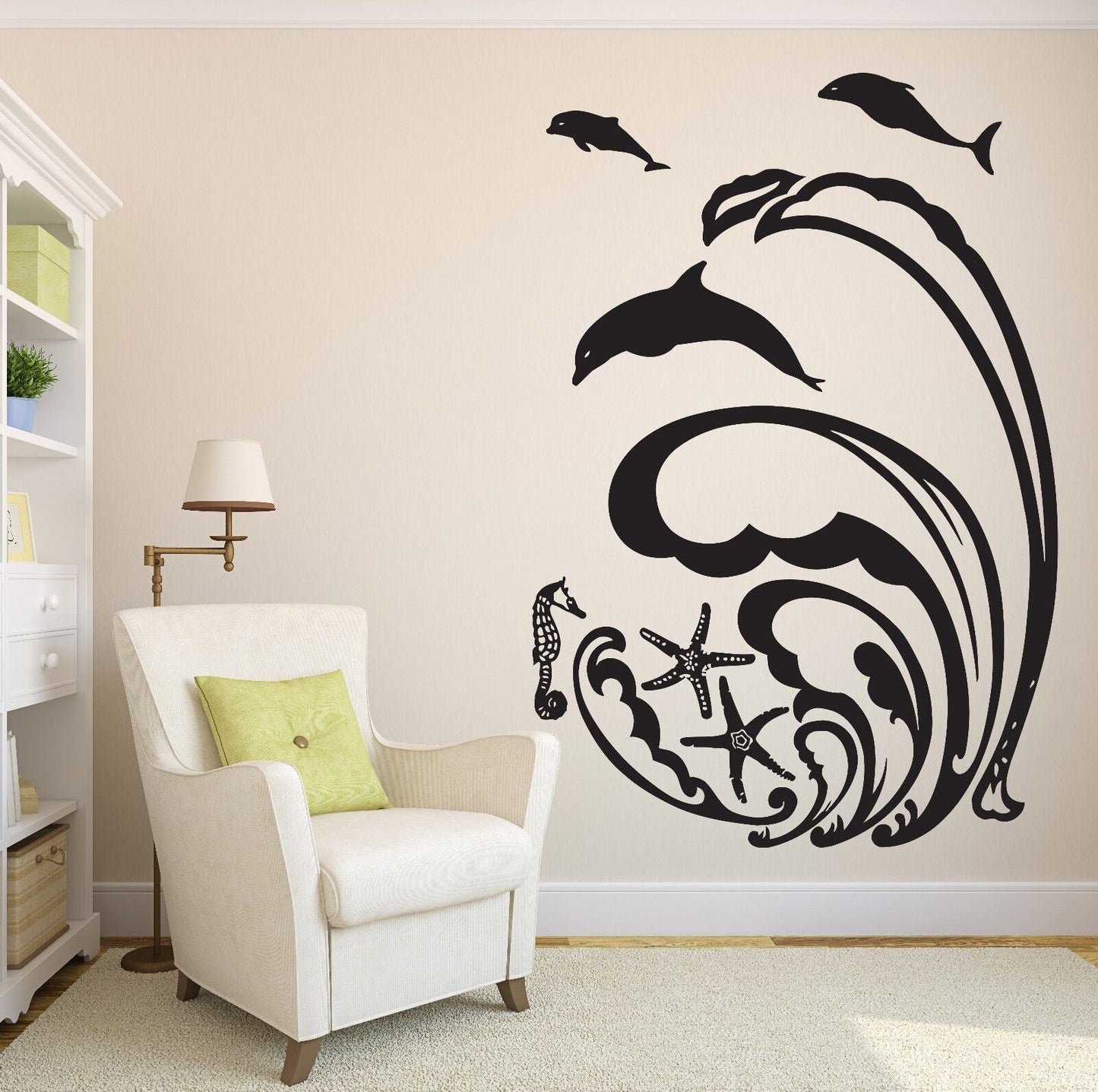 Wall Sticker Vinyl Decal Wave Dolphin Sea Star Meduza Ocean Decor (n059)