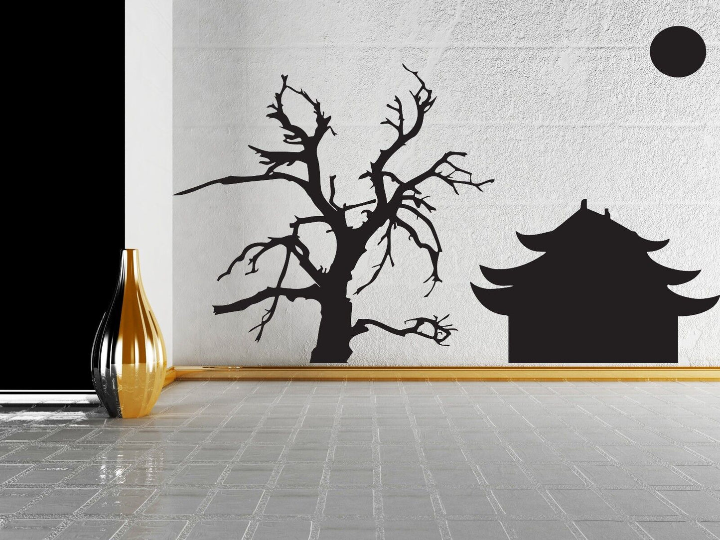 Wall Sticker Vinyl Decal Sakura Pagoda Sun Japan Geisha Samurai (n064)