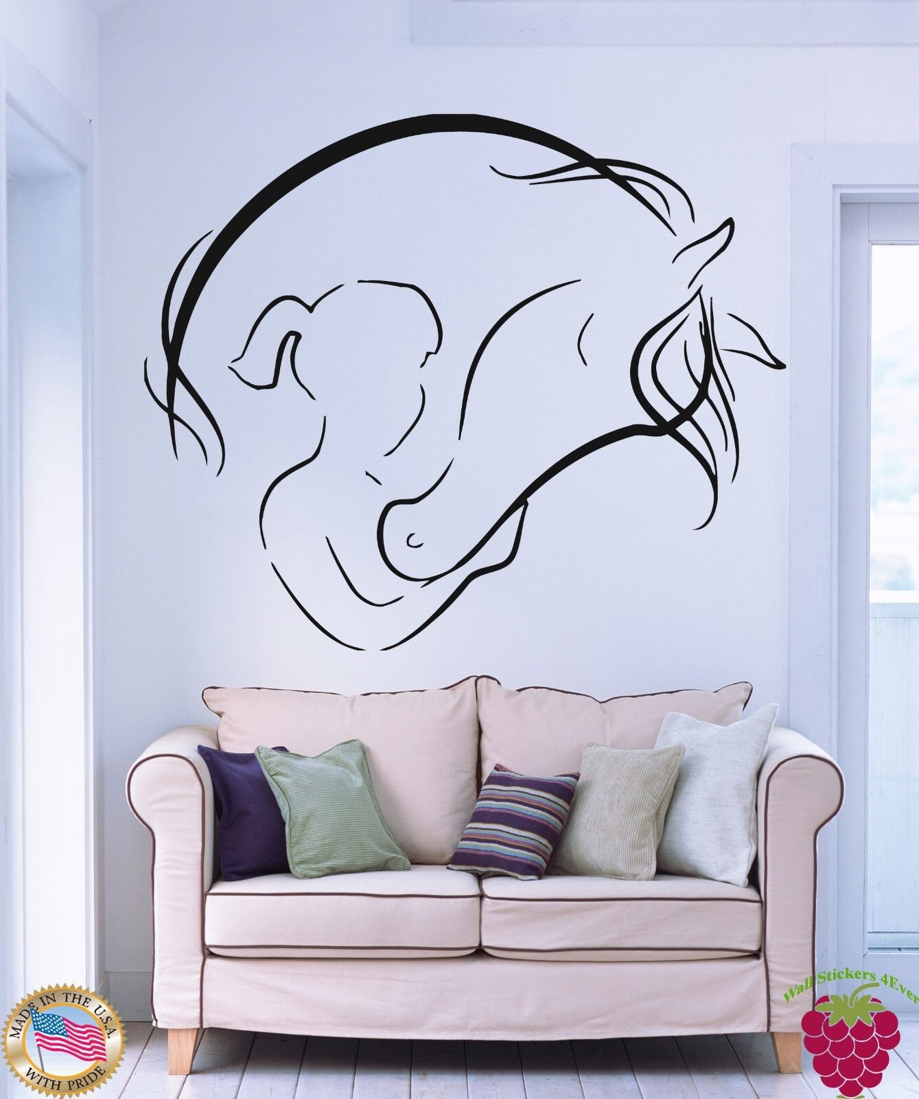 Wall Vinyl Sticker Decal Abstract Horse and Girl Stables Animal Decor Art (z769)