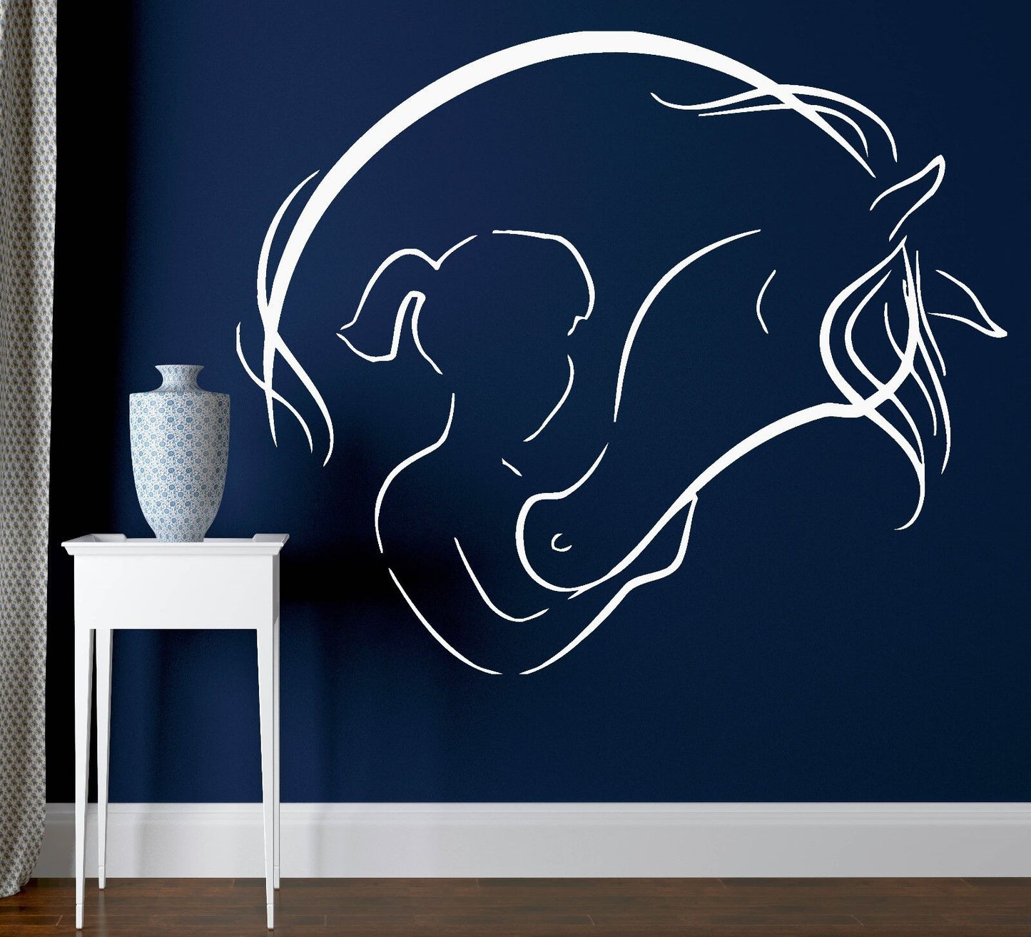 Wall Vinyl Sticker Decal Abstract Horse and Girl Stables Animal Decor Art (z769)