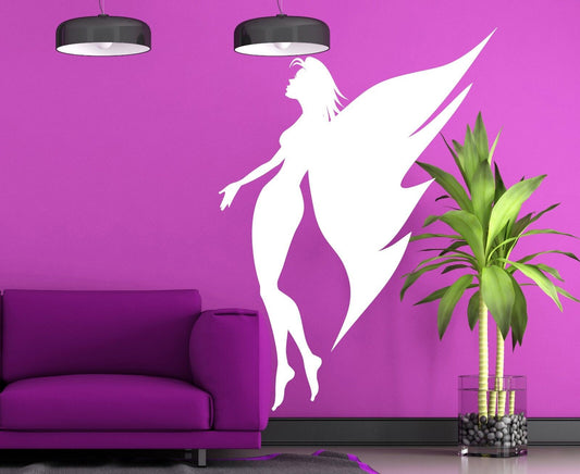 Wall Sticker Vinyl Decal Sexy Angel Girl Butterfly Wings Slim Figure (n069)